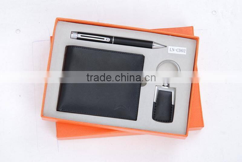 Leather business gift set with key chain
