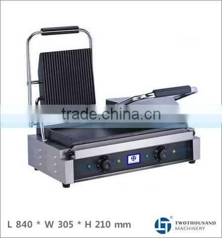 Electric Contact Grill - CE, Two Heads, Grooved Top and Flat Bottom, TT-WE174B