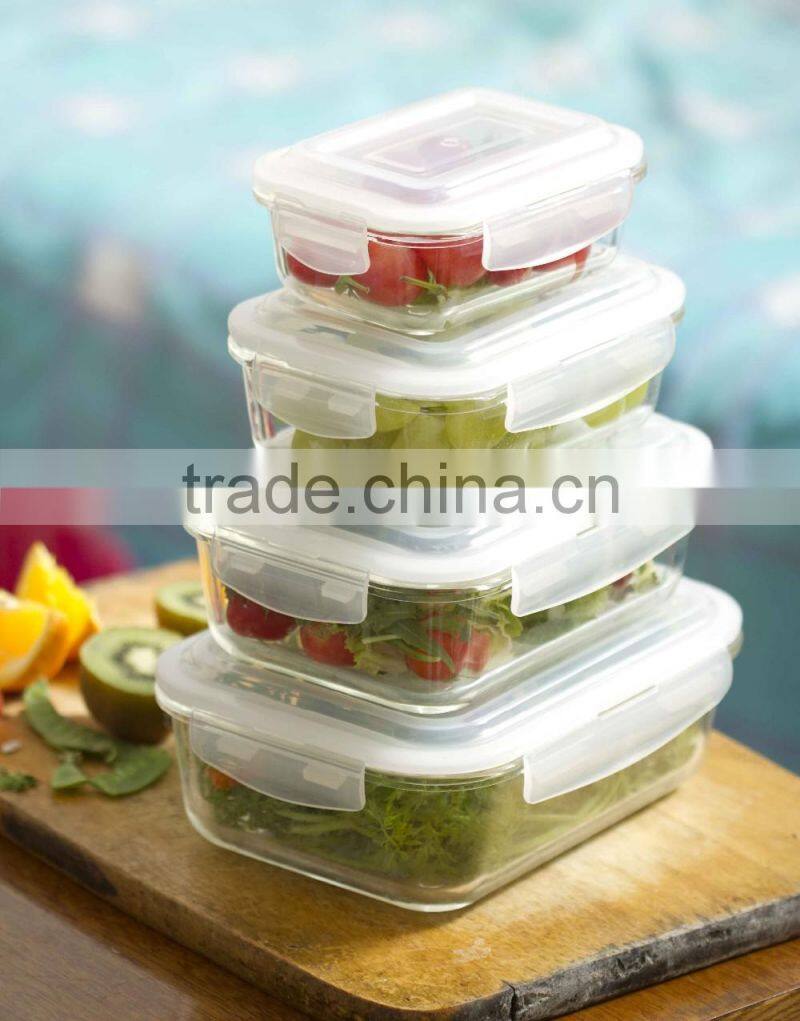 Airtight glass food container storage crisper