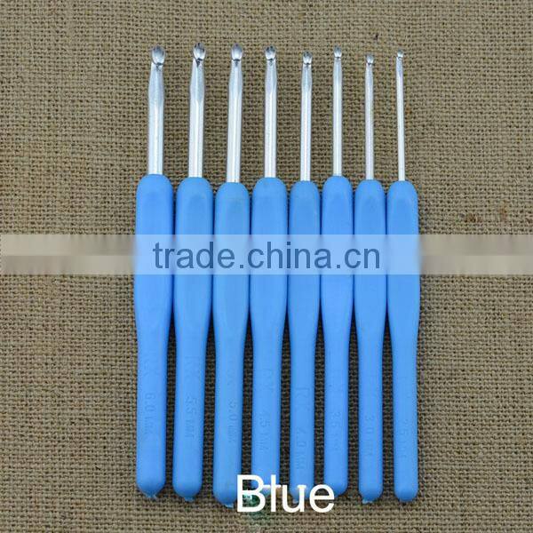 2015 New plastic handle crochet hook set, knitting needle crochet hook