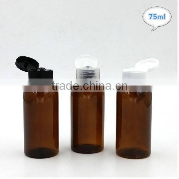 China supplier FDA colorful amber plastic flip cap bottles 75ml