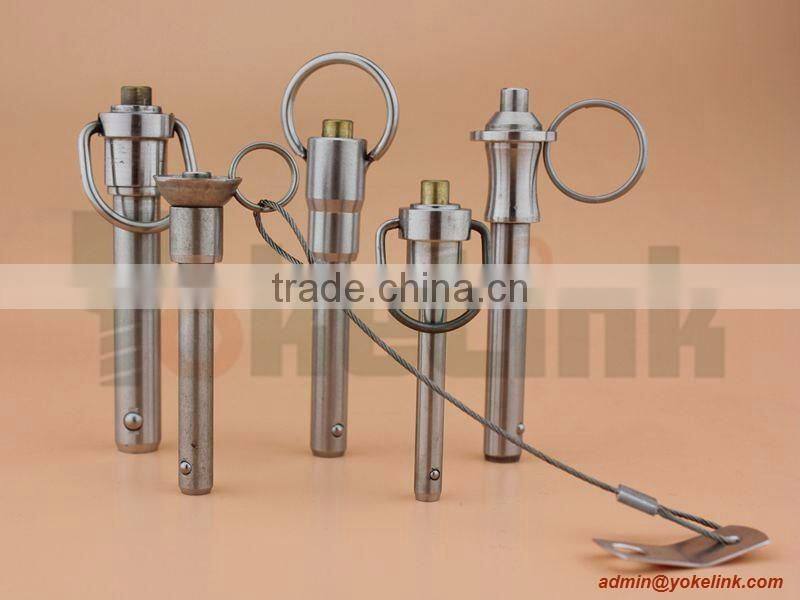 High strength Aluminum handle button handle lock pin with stainless lanyard