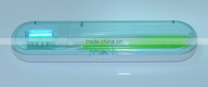 Portable personal uv toothbrush disinfector