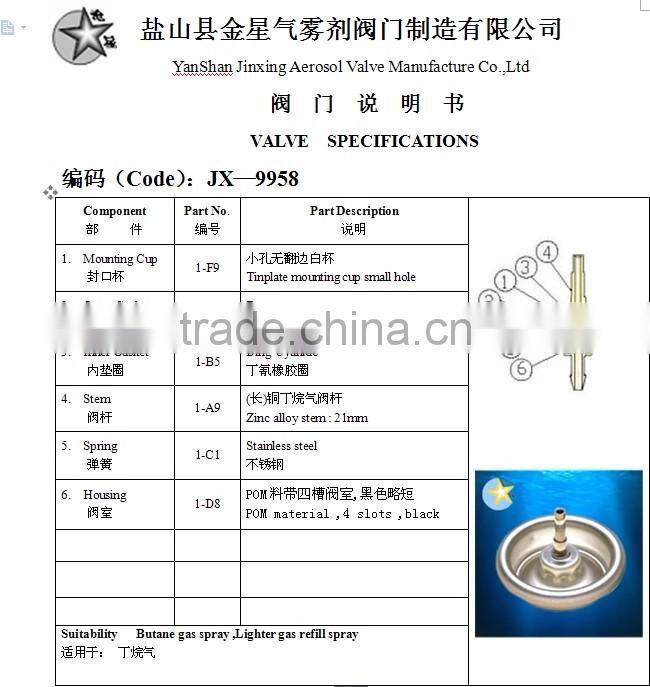 19mm lighter gas valves/lighter gas refill valves