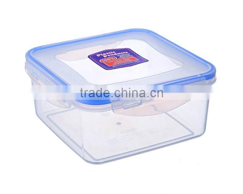 Clear Square Plastic Microwave Food Storage Container with lock lid