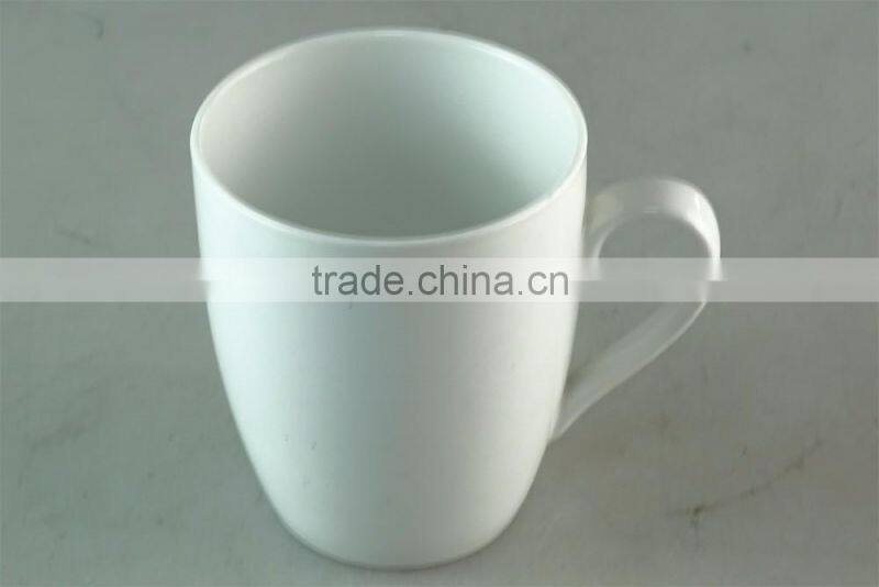 Cheap stocked white round ceramic cup ,coffee cup with handle