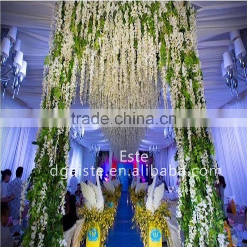 Atificial Tofu pudding flower wisteria hanging vine for wedding decoration