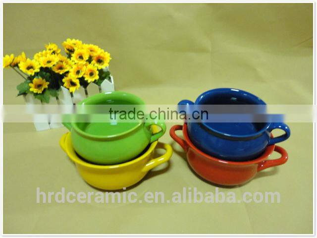 2014 New Product korean style colorful two handle cheap ceramic pots