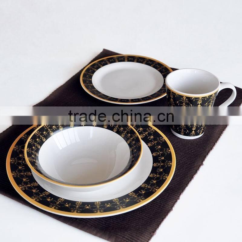 20pcs porcelain dinnerware set with gold decal designs,set of 20pcs porcelain dinner set with gold printing