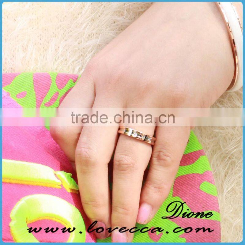 Custom couples wedding ring stainless steel jewelry with rose gold plating