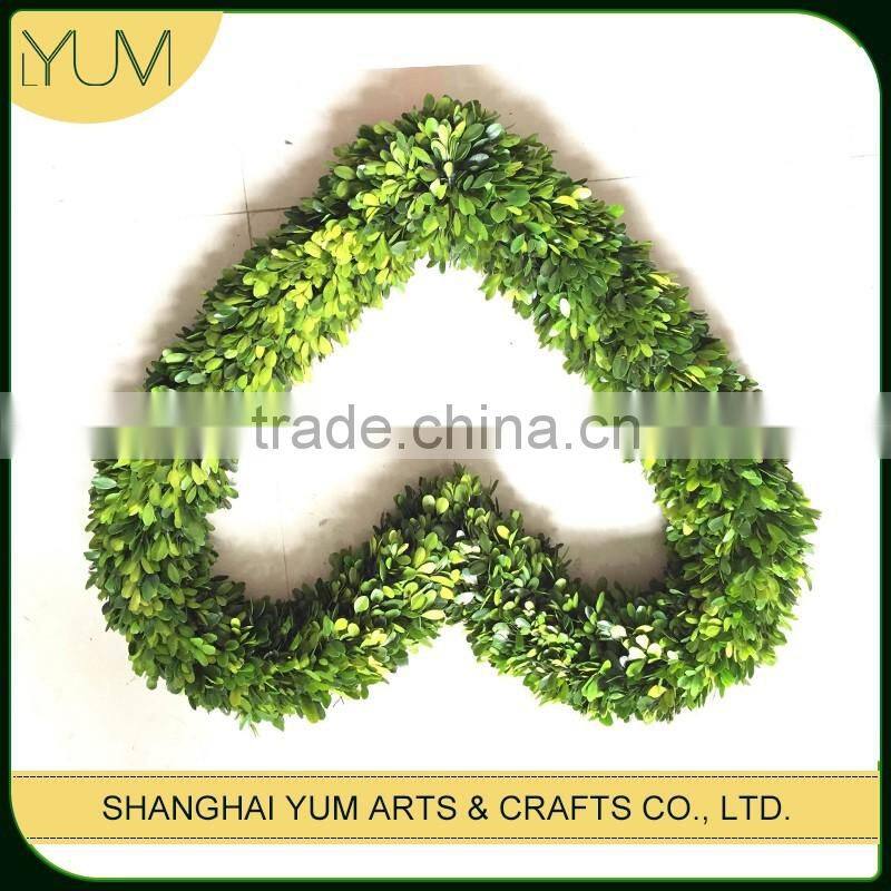 preserved boxwood heart shape topiary love wreath for festivals decoration