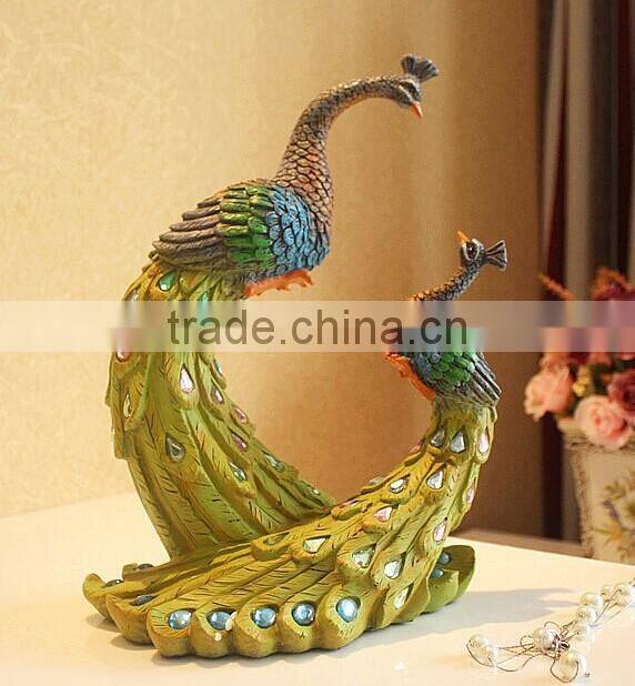 Polyresin Home Decorative Peacock, resin sculpture
