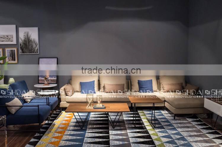 Middle Size 5 Seater Beige Color Fabric Corner Sofa G1128