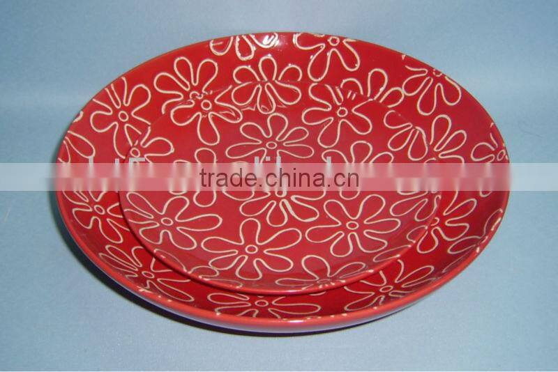 hand painted ceramic round dinner plate