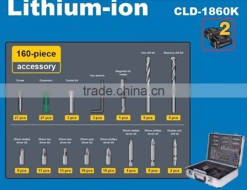 JCLD1860K 18V Li-ion Cordless Driver Drill Kit