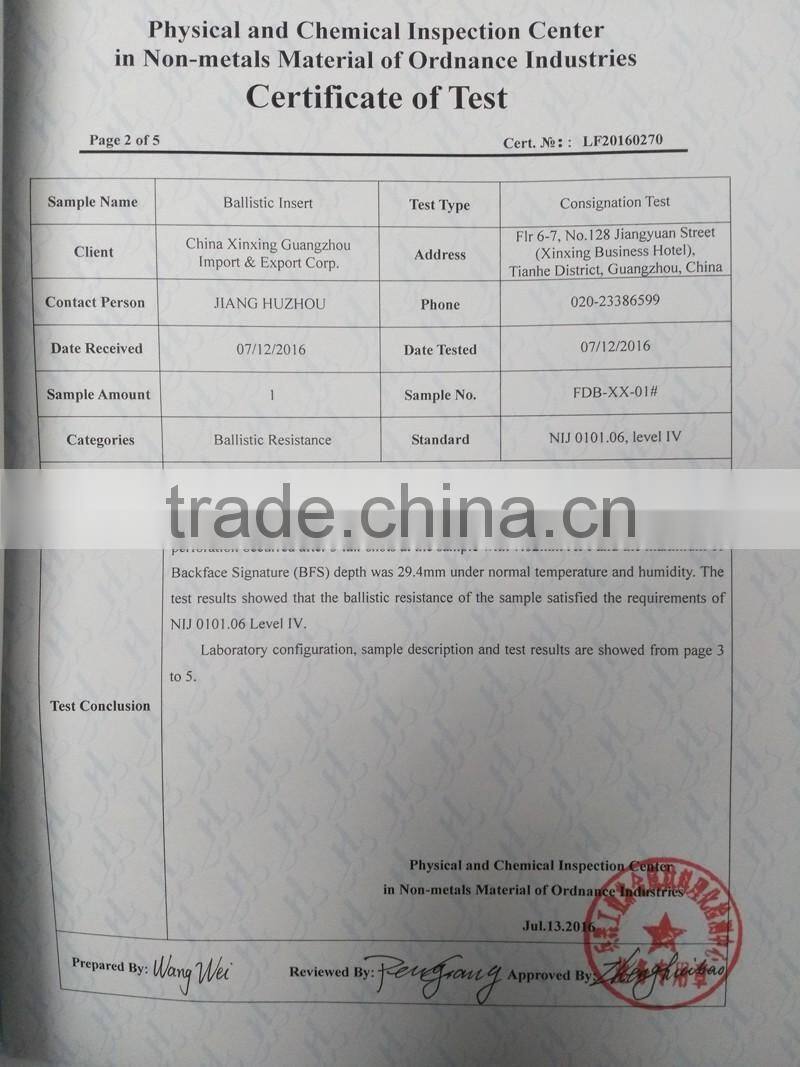 10*12 &10*13 & 6*8 inch polyethylene armor plate in NIJ standard sale