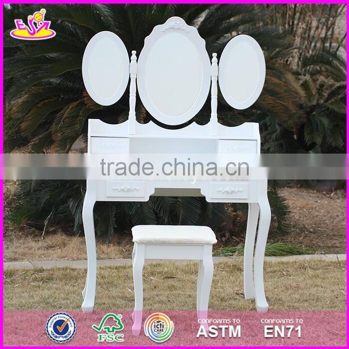 2017 New design youth white folding wooden dressing table W08H076