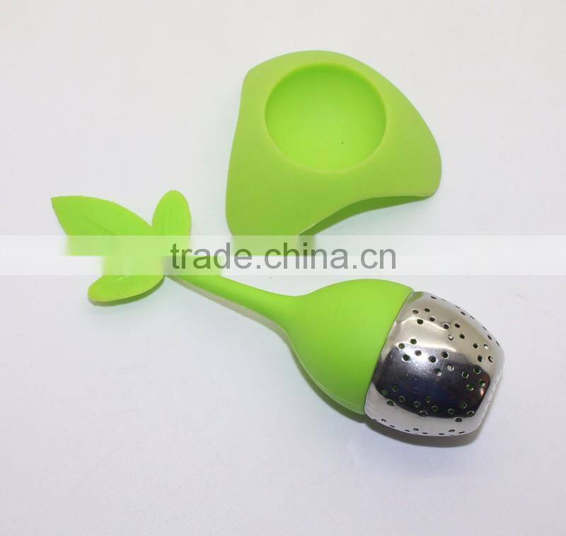 Food Grade silicone loose leaf tea infuser,silicone tea filter,silicone tea strainer with stainless steel ball