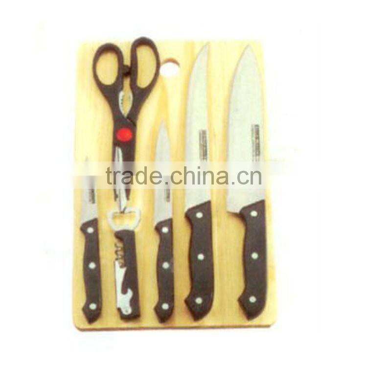 7pcs stainless steel knife set with wooden cutting board