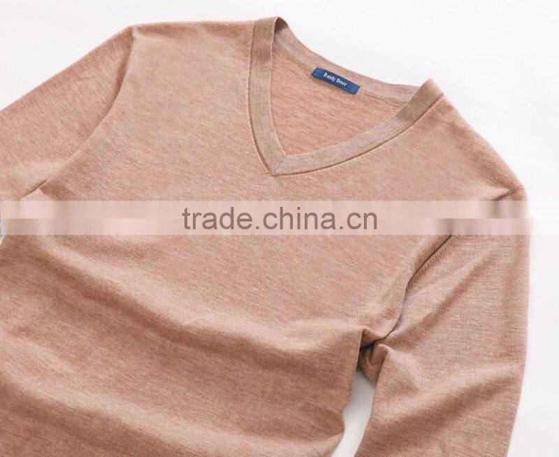 2016 classic sweater 100%wool v sharp neck