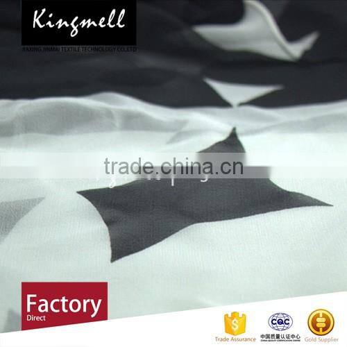 Classic White and Black Digital Printed Silk Scarf for Ladies in Spring and Autumn