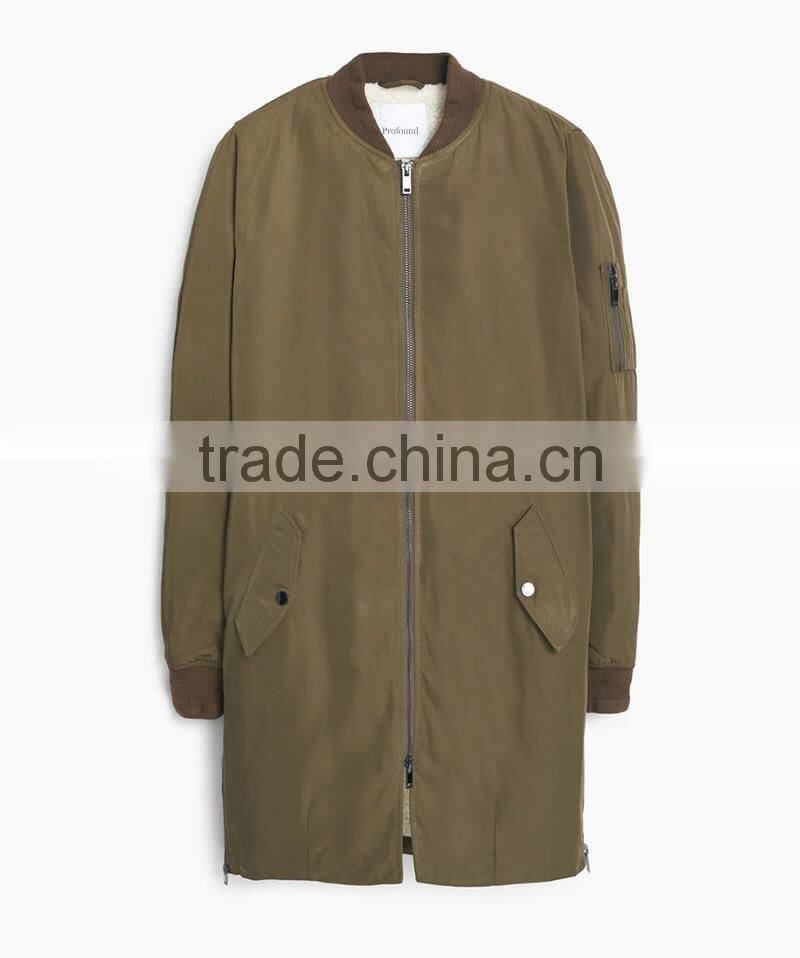 wholesale plain quilted long bomber jackets women