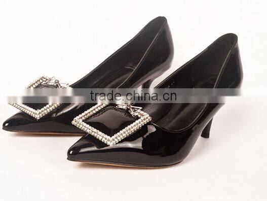 GZY fashion black color patent pu women shoes with removable heel