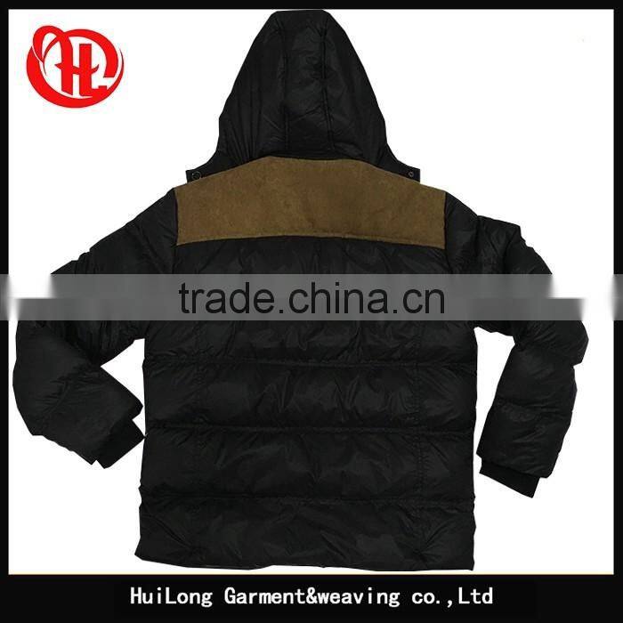 botton zipper up winter padded jacket men coat with hoody