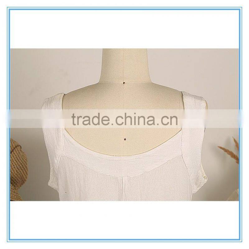 Summer Women Elegant Sleeveless Linen Cotton Asymmetrical Beach Dress