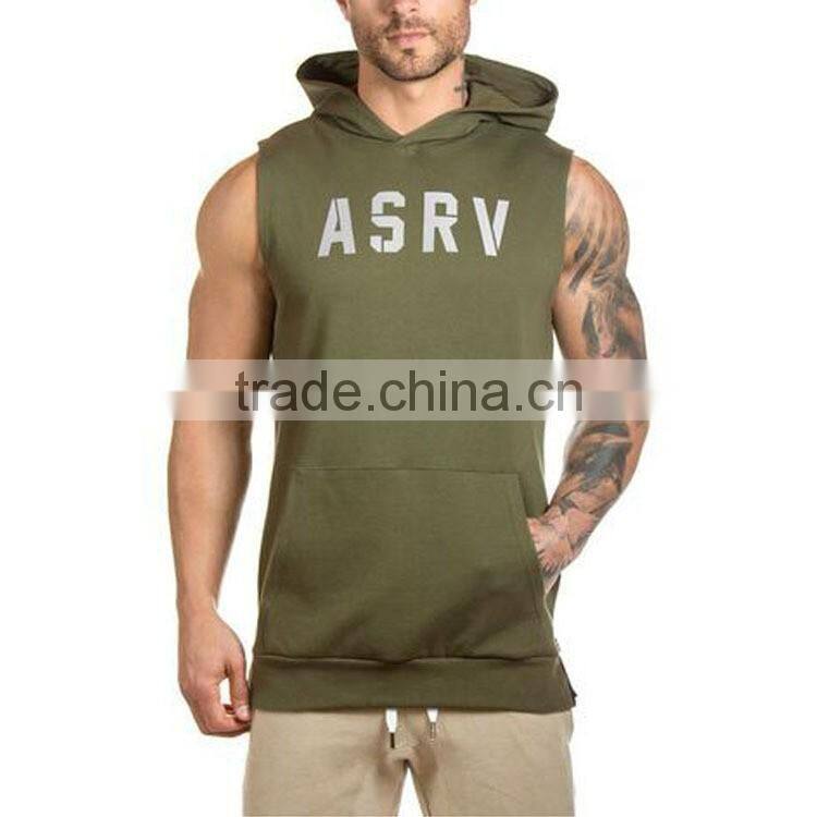 2016 Hooded sleeveless undershirt cotton sport vest waistcoat sleeveless tank top mens fitness hoodies sweatshirts