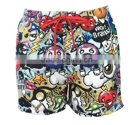 Full sublimated print swimwear with mesh lining cartoon style mens swim shorts