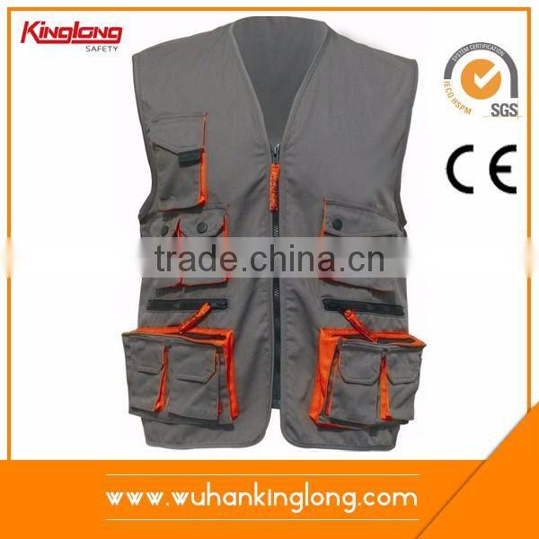Plus size 65 percent polyester breathable fishing vest