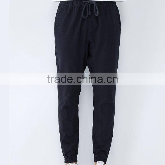 Black plain stylish drop crotch joggers
