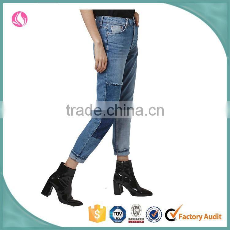 Latest new model patch work jeans denim jeans pants for girl