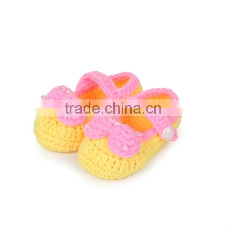 2015 New Design Bowknot Handmade Crochet Fashion Child Shoes