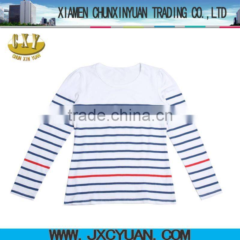 fashion navy stripe long sleeve t shirts for women and girls