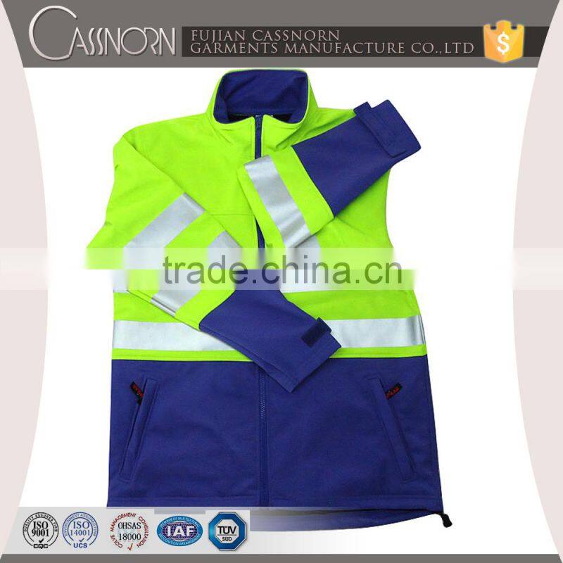 high visibility roadway safety reflective softshell jacket for special use