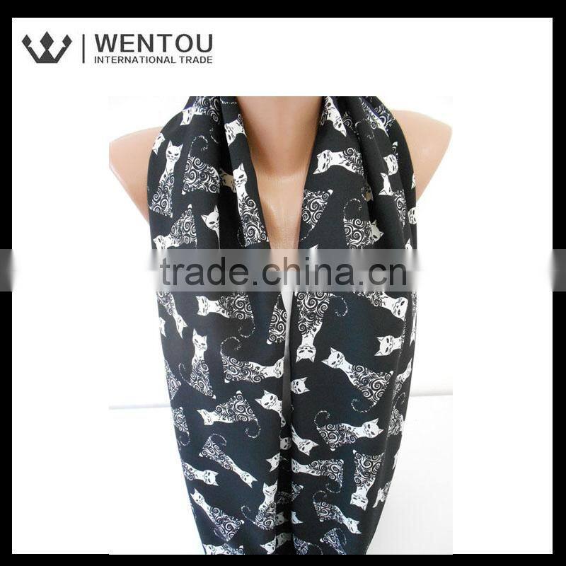 Fashion Winter Infinity Cat Print Scarf