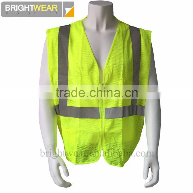 ANSI 107-2015 polyester orange mesh fluorescent vest
