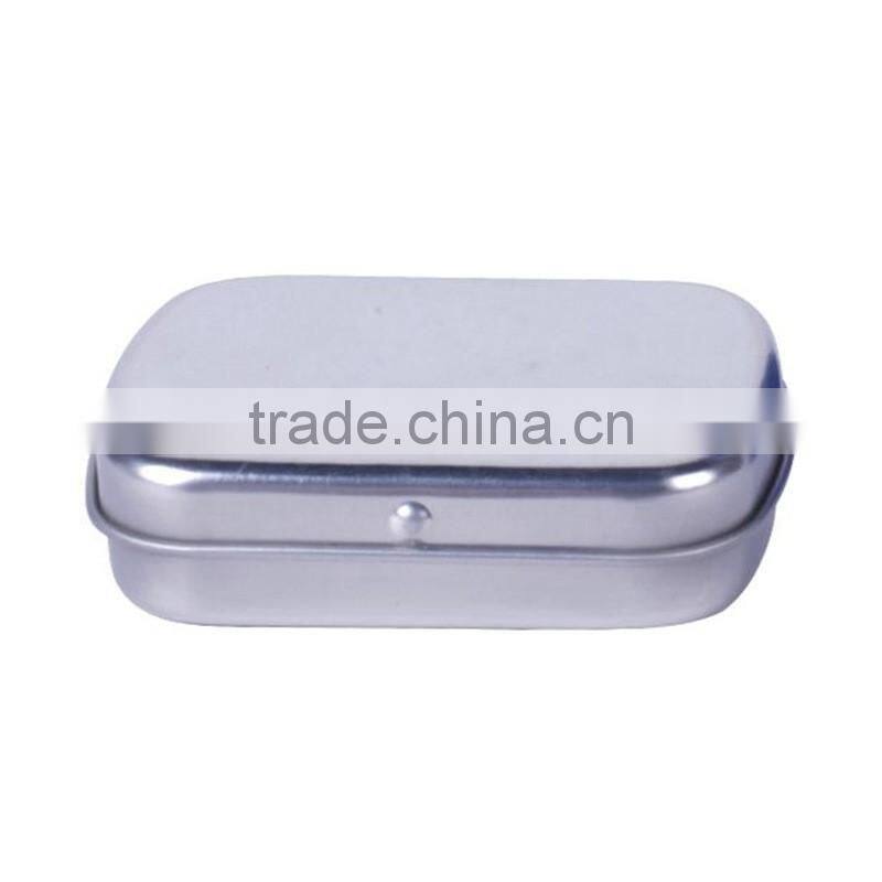 R1841H Rectangle sliver metal hinged tin containers for candy chewing gum