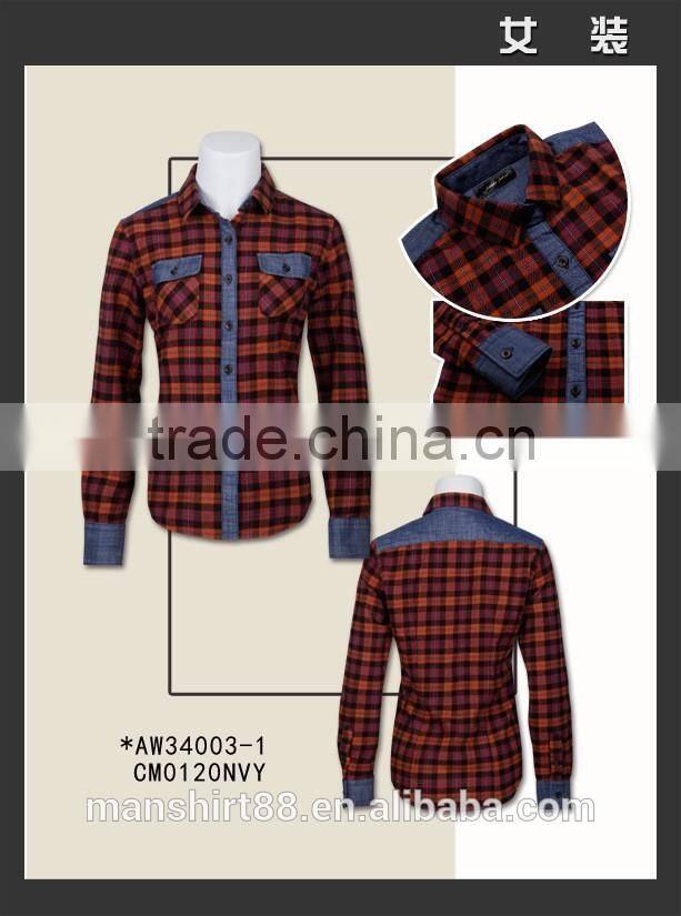 latest designer checked flannel causal slim fit shirt for woman