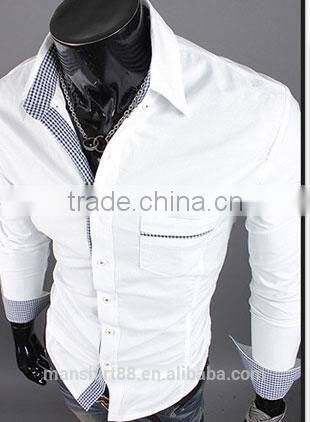 men's stylish contrast color slim fit oxofrd formal shirt