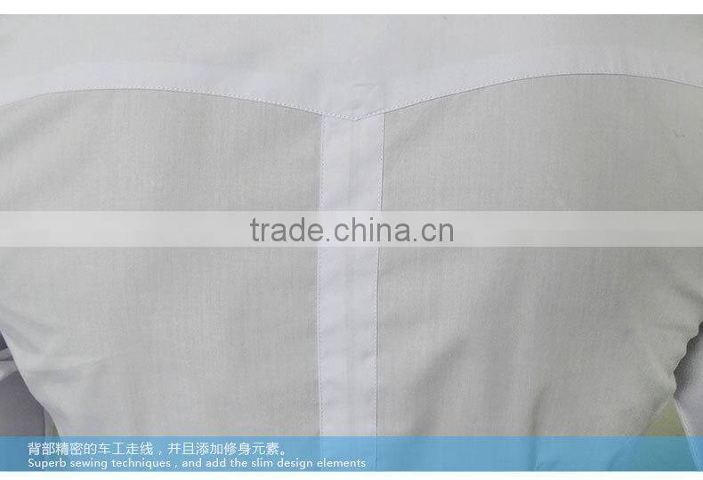 2017 men's white dress formal shirts with contrast color on collar and cuff