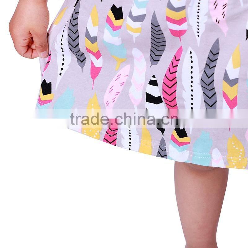 cheap girls summer dress children long feather pattern dress clothing free prom dress