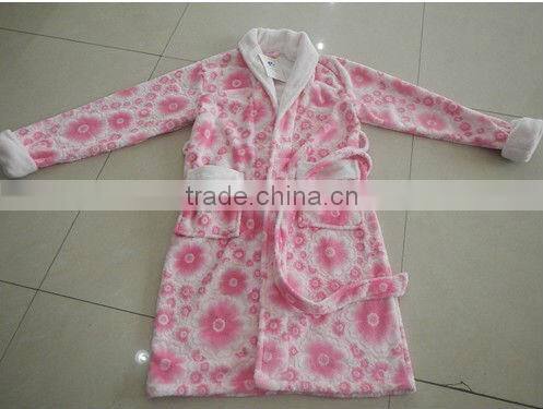 Changshu wholesale high quality 3D printed coral fleece bathrobe/night dress