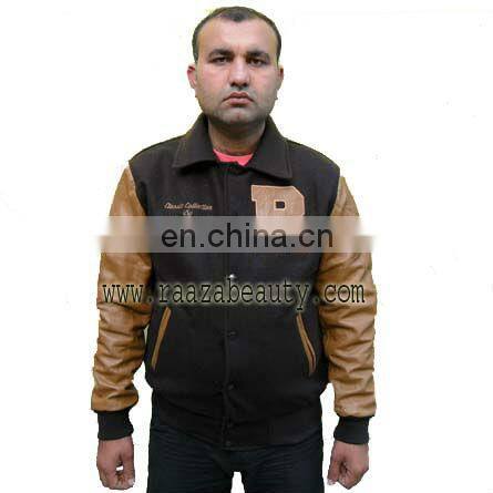Black & Brown Varsity Jackets, Custom Logo Baseball Jackets, Camel Letterman Jackets, Wool Leather Bomber Jackets