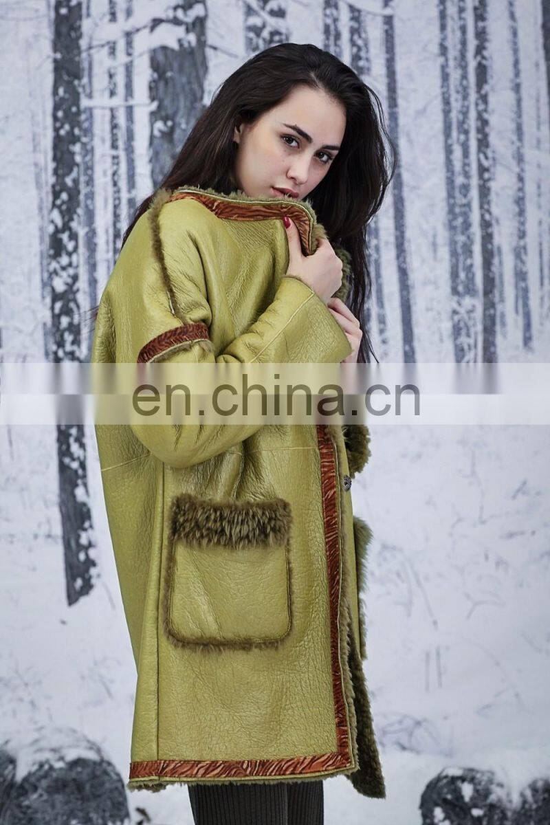 Terrific Color Sheepskin Fur Jacket Reversible Attractive Style Sheep Fur Leather Coat Double Faced Fur Overcoat