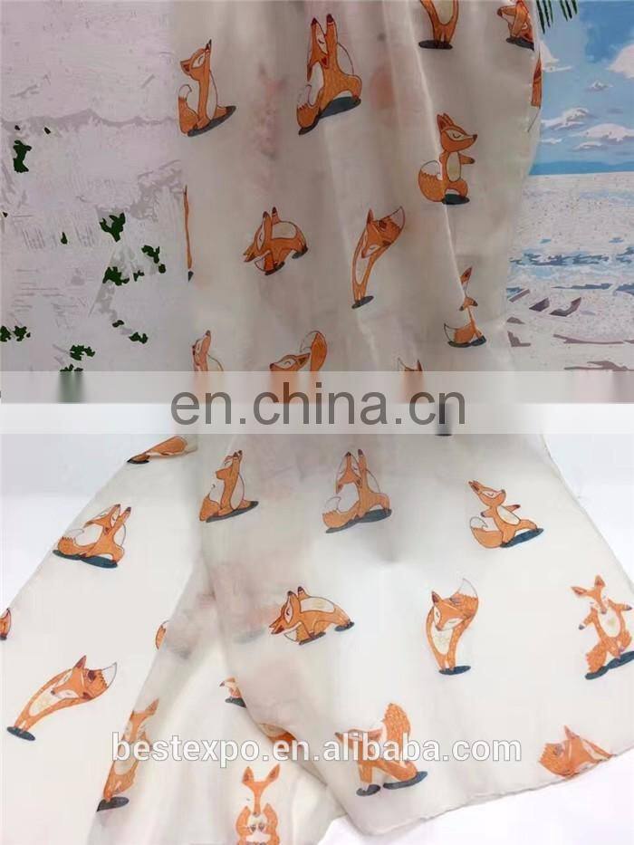 animal printed hijab shawls cute fox pattern pashmina ladies fashion chiffon scarves