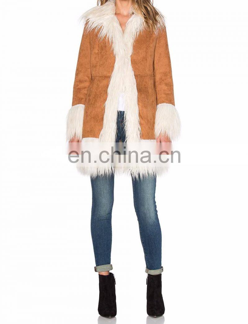 Lady's most fashion lady suede fur coat