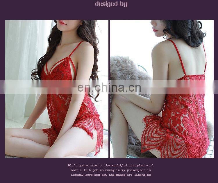 Sexy lace transparent Bohemian condole belt appeal pajamas , hot sexy lace sleep wear in stock